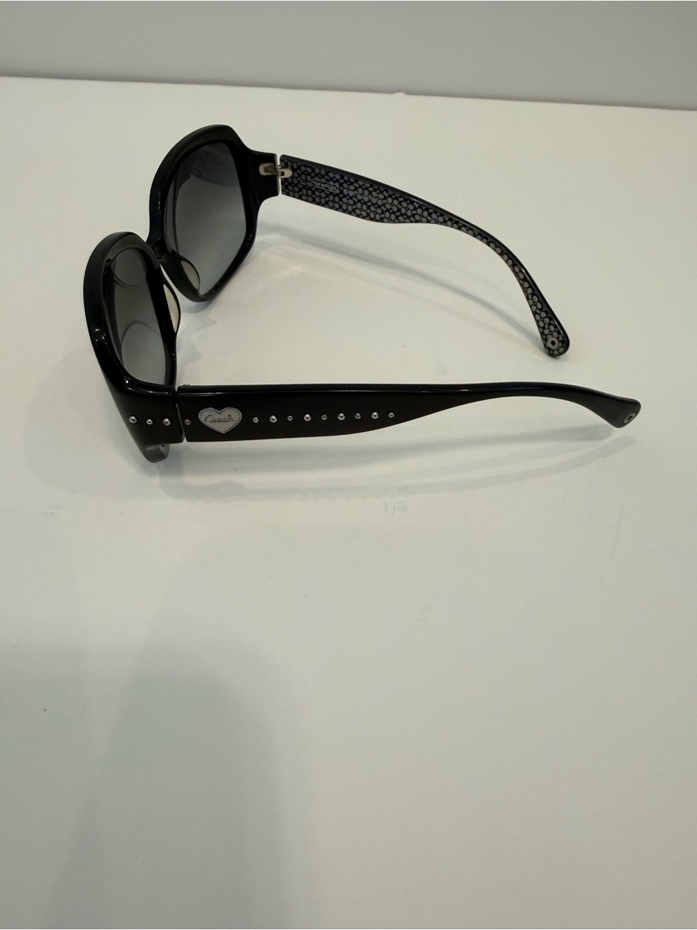 Y2K Coach Scarlet Black Oversized Square Sunglasses Silver Tone Accents Case - Picture 3 of 7